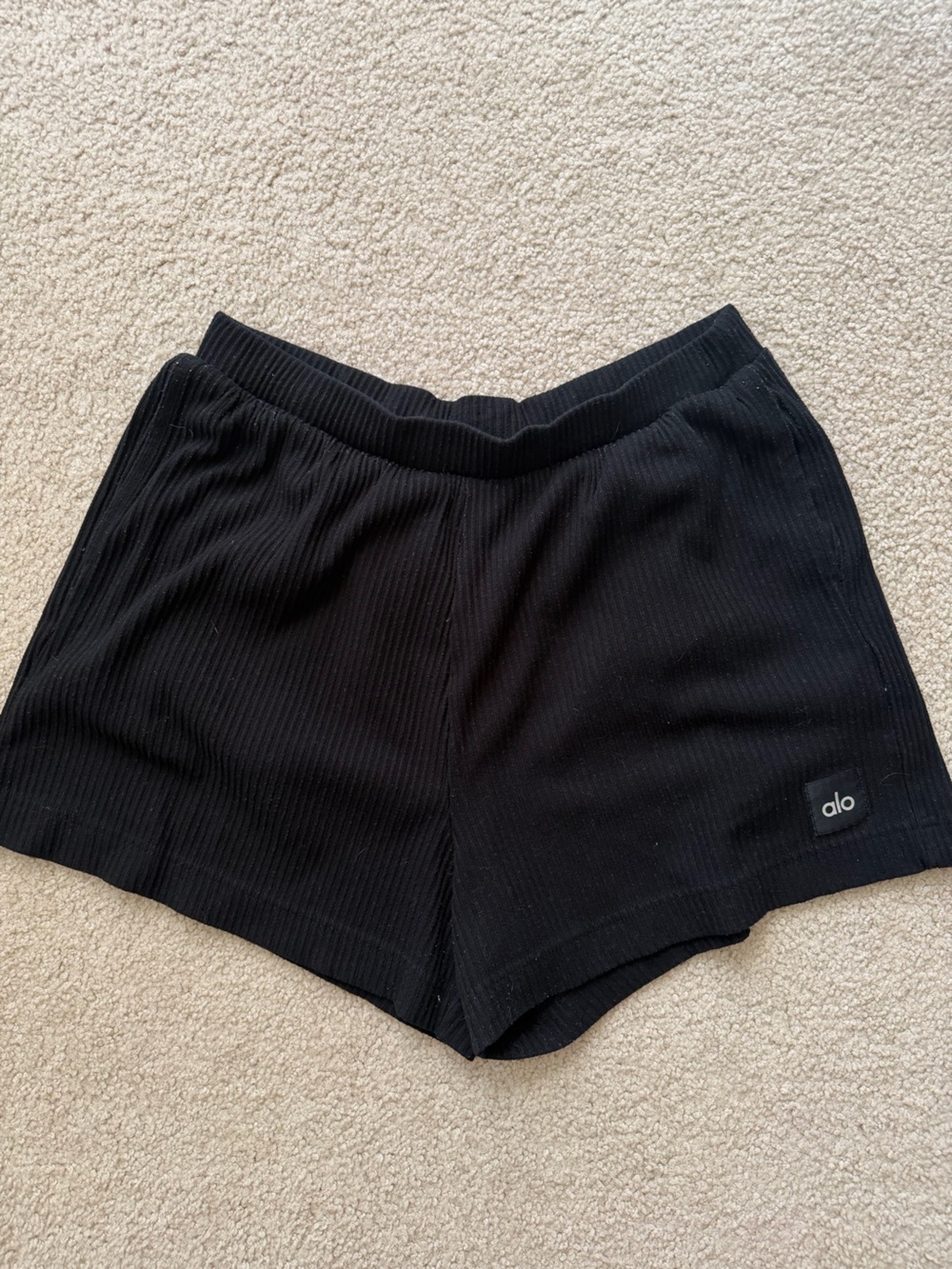 ALO Yoga Black Ribbed Athletic Shorts